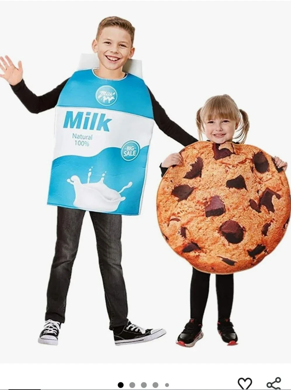 NWT Milk Carton And Cookie Halloween Kids Unisex Costume One Size Fits Most